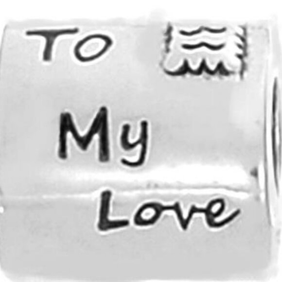 PANDORA 925 STERLING SILVER & ENAMEL "FROM ME TO MY LOVE" LETTER CHARM - Picture 3 of 4